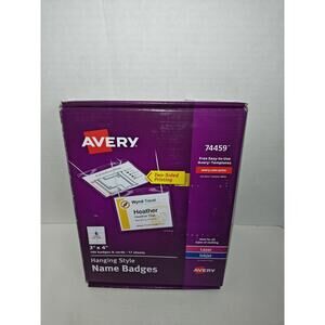AVERY 74459 Hanging Style Name Badges 100 Badges & Cords 17 Sheets Laser Inkjet